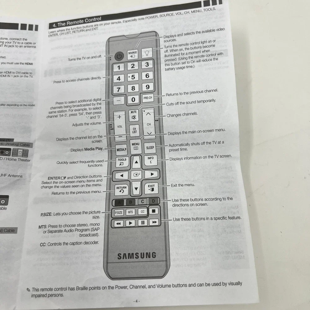 Genuine Samsung TV Remote Control AA59-00600A With Quick Start Manual Guide OEM